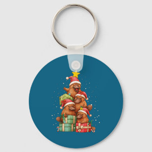 Cute Platypus Le Christmas Tree Xmas Hat Key Ring