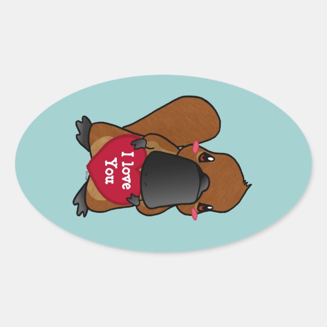 Cute Platypus Oval Sticker (Front)