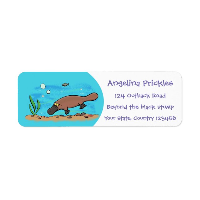Cute platypus swimming cartoon (Front)