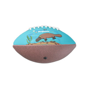Cute platypus swimming cartoon american football