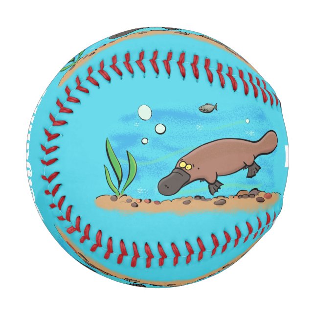 Cute platypus swimming cartoon baseball (Front Left)
