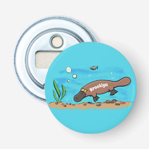 Cute platypus swimming cartoon bottle opener