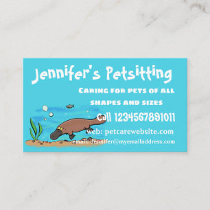 Cute platypus swimming cartoon business card