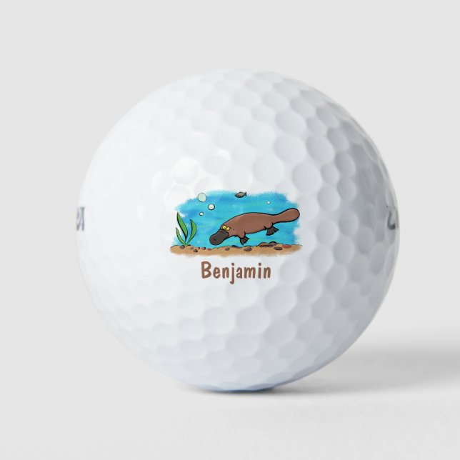 Cute platypus swimming cartoon golf balls (Front)
