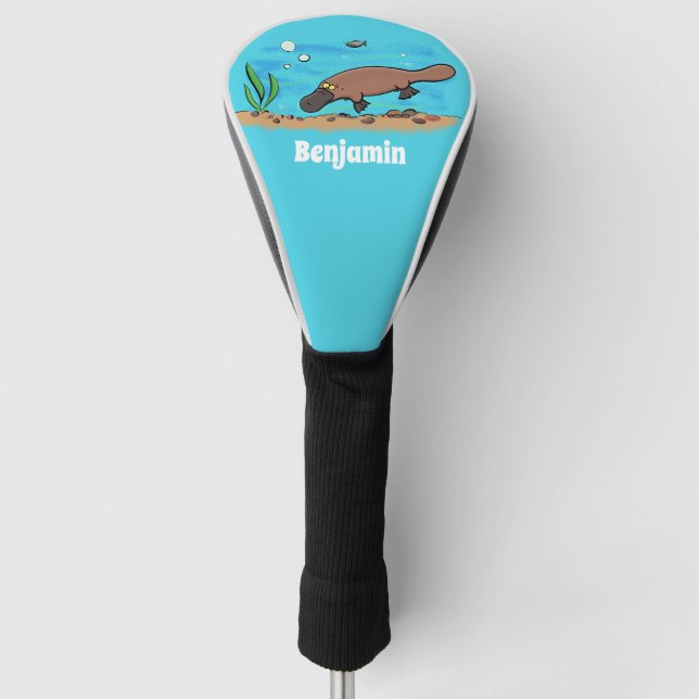 Cute platypus swimming cartoon golf head cover (Front)