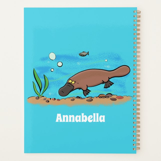 Cute platypus swimming cartoon planner (Back)
