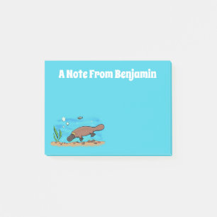 Cute platypus swimming cartoon post-it notes