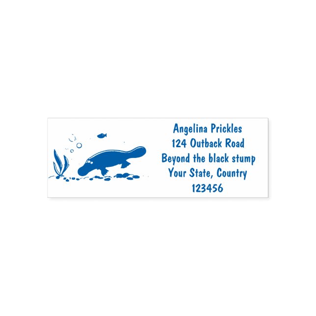 Cute platypus swimming cartoon self-inking stamp (Design)