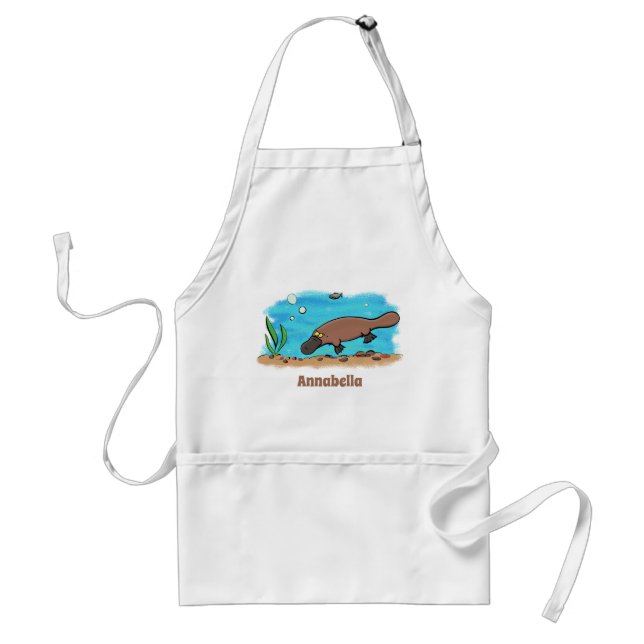 Cute platypus swimming cartoon standard apron (Front)
