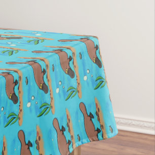 Cute platypus swimming cartoon tablecloth