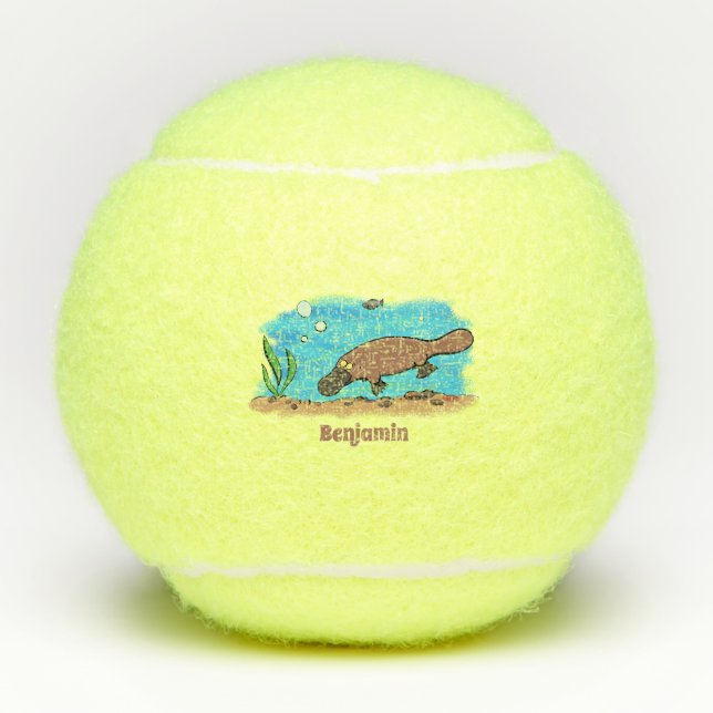 Cute platypus swimming cartoon tennis balls (Front)