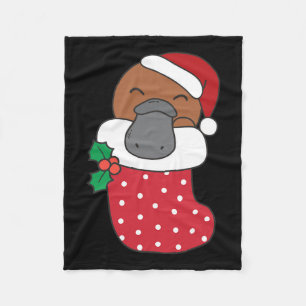 Cute Platypuses In Christmas Stockings For Christm Fleece Blanket