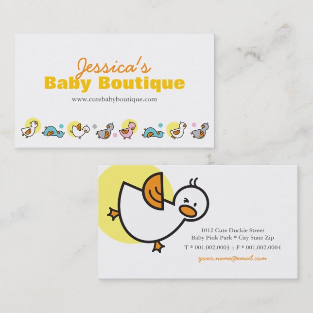 Cute Playful Baby Duckies Ducklings & Pastel Dots Business Card (Front/Back)