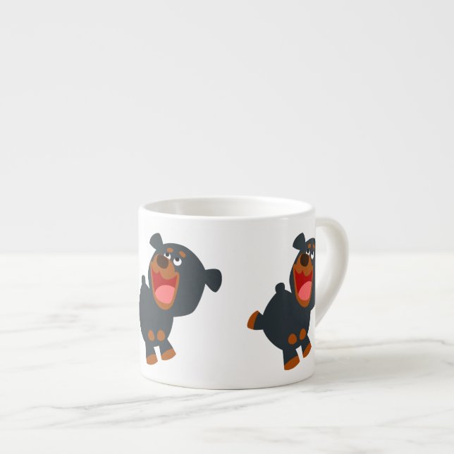 Cute Playful Cartoon Baby Rottweiler Espresso Cup (Front Right)