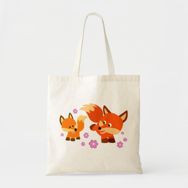 Cute Playful Cartoon Foxes Bag (Front)