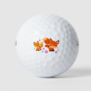 Cute Playful Cartoon Foxes Golf Ball