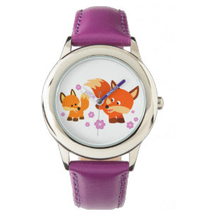 Cute Playful Cartoon Foxes Watch