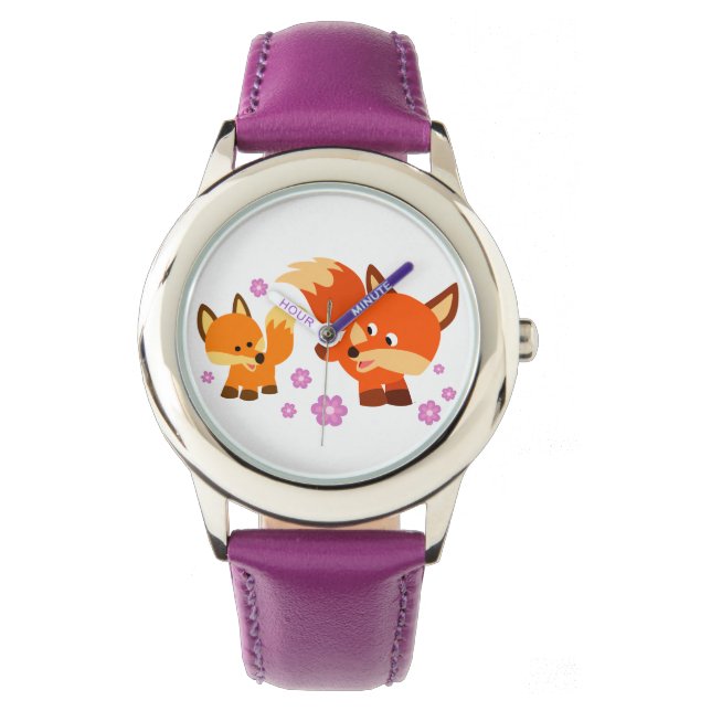 Cute Playful Cartoon Foxes Watch (Front)