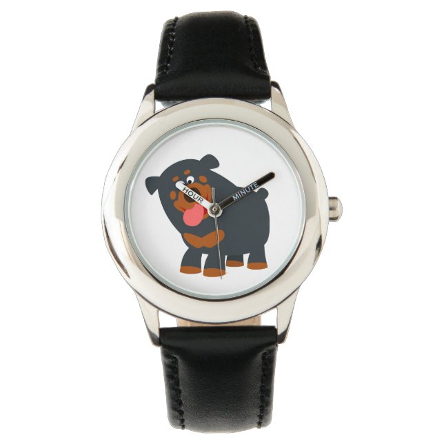 Cute Playful Cartoon Rottweiler Watch (Front)