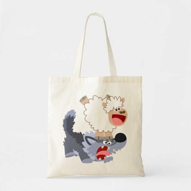 Cute Playful Cartoon Sheep and Wolf Bag (Front)