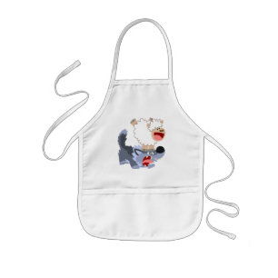 Cute Playful Cartoon Sheep and Wolf Kids Apron