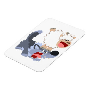 Cute Playful Cartoon Sheep & Wolf Flexible Magnet