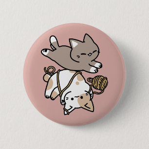 Cute Playful Cats Design – Fun Paws and Play Art 6 Cm Round Badge