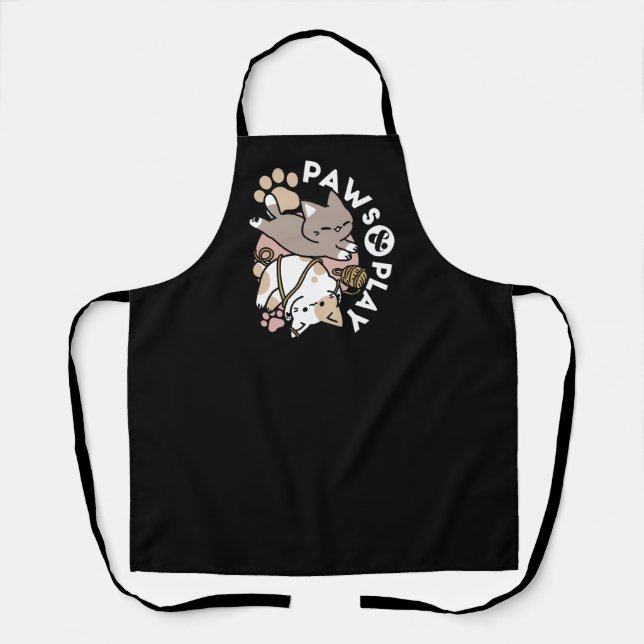 Cute Playful Cats Design – Fun Paws and Play Art Apron (Front)