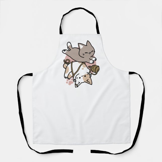 Cute Playful Cats Design – Fun Paws and Play Art Apron (Front)