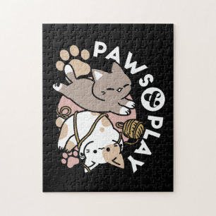 Cute Playful Cats Design – Fun Paws and Play Art Jigsaw Puzzle