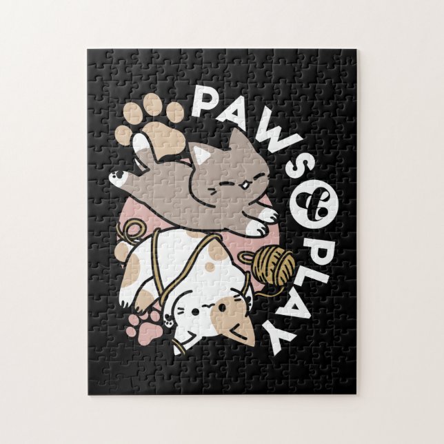 Cute Playful Cats Design – Fun Paws and Play Art Jigsaw Puzzle (Vertical)