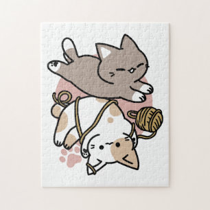 Cute Playful Cats Design – Fun Paws and Play Art Jigsaw Puzzle