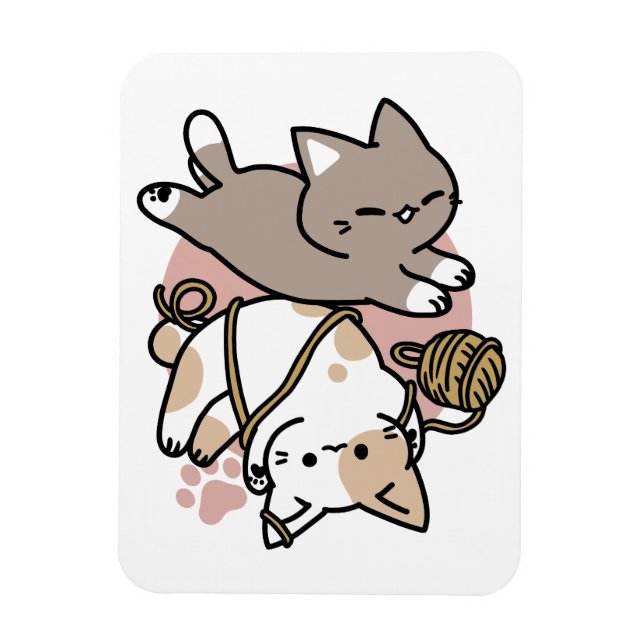 Cute Playful Cats Design – Fun Paws and Play Art Magnet (Vertical)