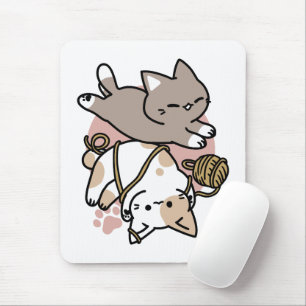 Cute Playful Cats Design – Fun Paws and Play Art Mouse Mat
