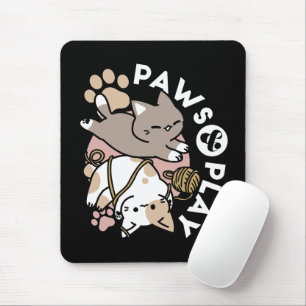 Cute Playful Cats Design – Fun Paws and Play Art Mouse Mat