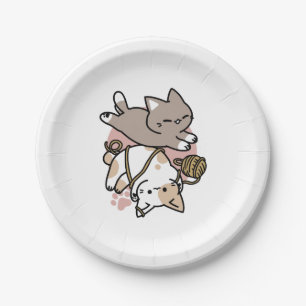 Cute Playful Cats Design – Fun Paws and Play Art Paper Plate
