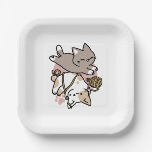 Cute Playful Cats Design – Fun Paws and Play Art Paper Plate