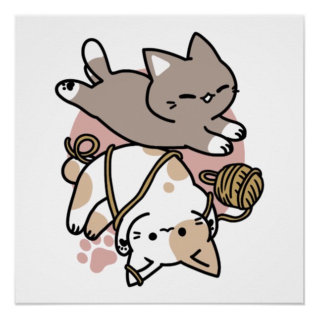 Cute Playful Cats Design – Fun Paws and Play Art Poster (Front)