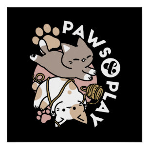 Cute Playful Cats Design – Fun Paws and Play Art Poster