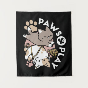 Cute Playful Cats Design – Fun Paws and Play Art Tapestry