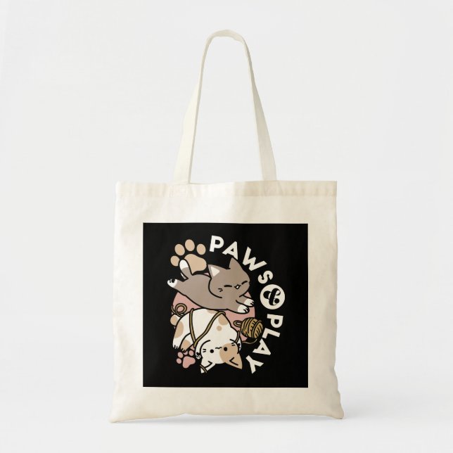Cute Playful Cats Design – Fun Paws and Play Art Tote Bag (Front)