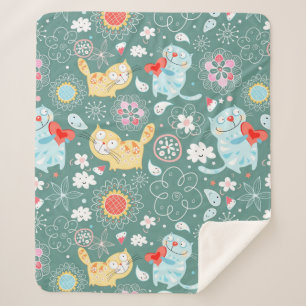 Cute Playful Cats Sherpa Blanket