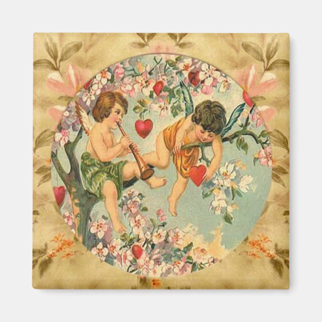 Cute Playful Cherubs Vintage Custom Magnet (Front)