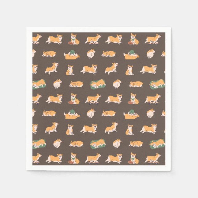 Cute Playful Corgi Napkin (Front)