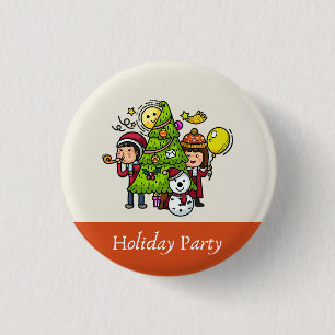 Cute Playful Hand Drawn Holiday Party Christmas  3 Cm Round Badge