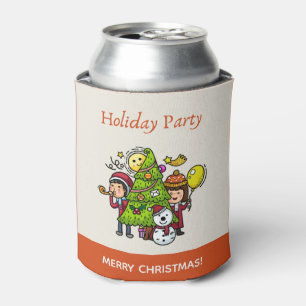 Cute Playful Hand Drawn Holiday Party Christmas Can Cooler