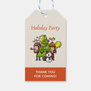 Cute Playful Hand Drawn Holiday Party Christmas Gift Tags