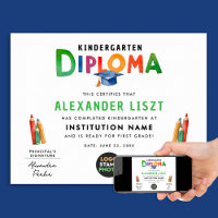 Cute Playful Kid Graduate Cap Digital Certificate
