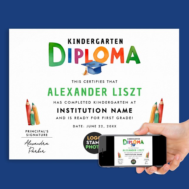 Cute Playful Kid Graduate Cap Digital Certificate Poster (Creator Uploaded)