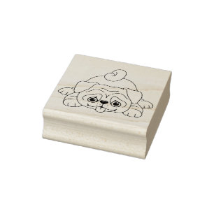 Cute Playful Pug Puppy Dog Rubber Stamp